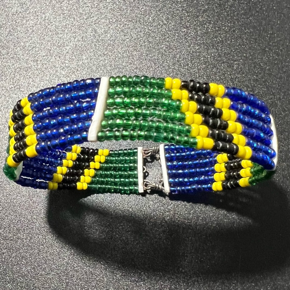Vintage African Maasai Bead Bracelet Wire Seed Bead Bracelet Hook Closures